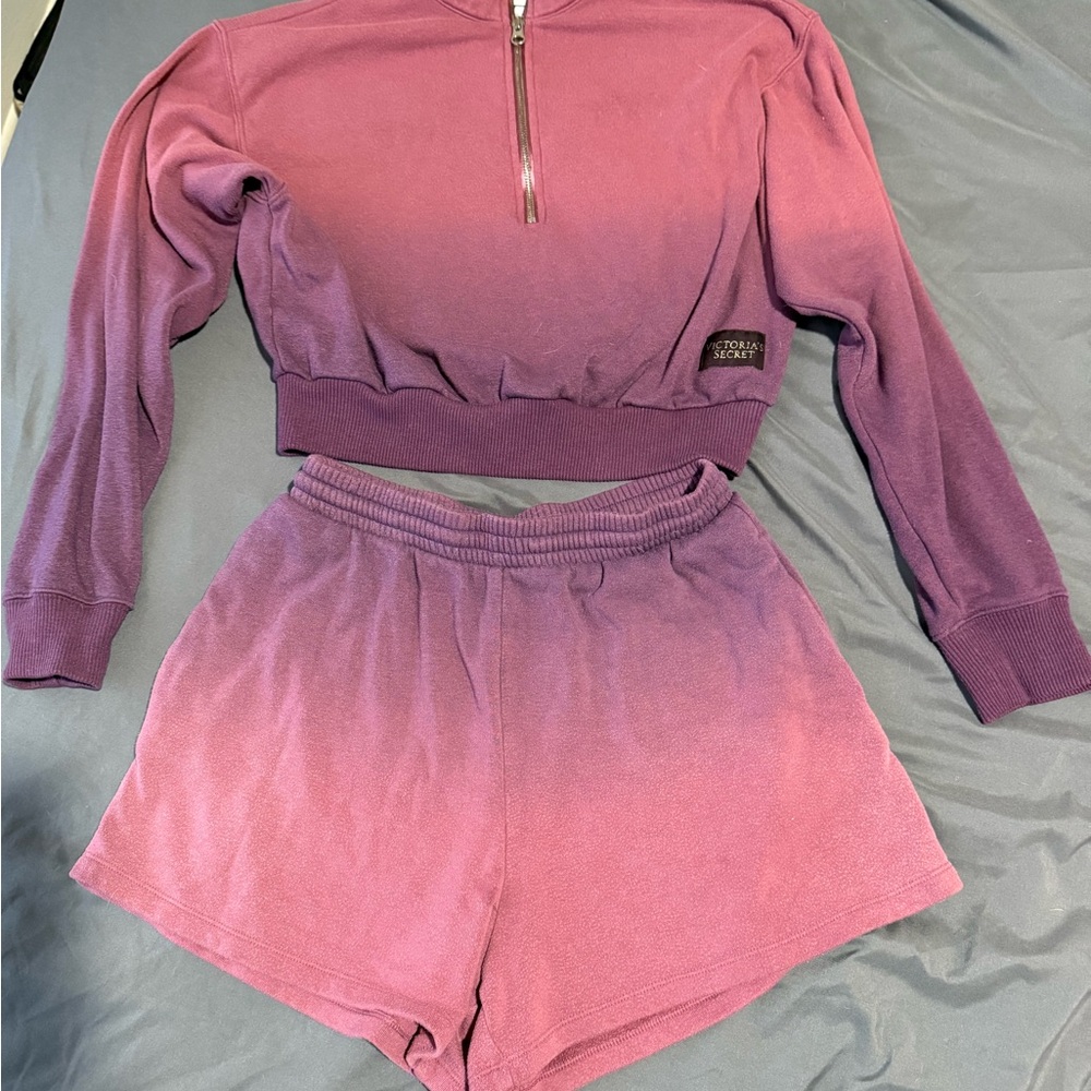 Victoria's Secret Purple Ombre Sweatshirt & Shorts Set